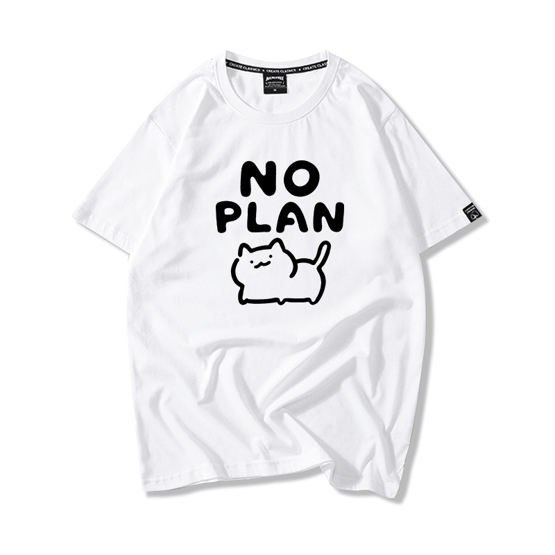 Áo Thun Nữ Tay Lỡ HappyFamily In Hình Chú Mèo Đáng Yêu No Plan Cotton 100 Cao Cấp