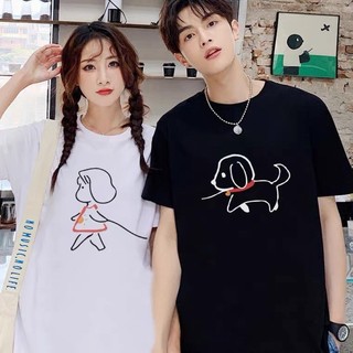 Áo đôi nam nữ, áo thun cặp cổ tròn in hình dễ thương không bong tróc-PINK