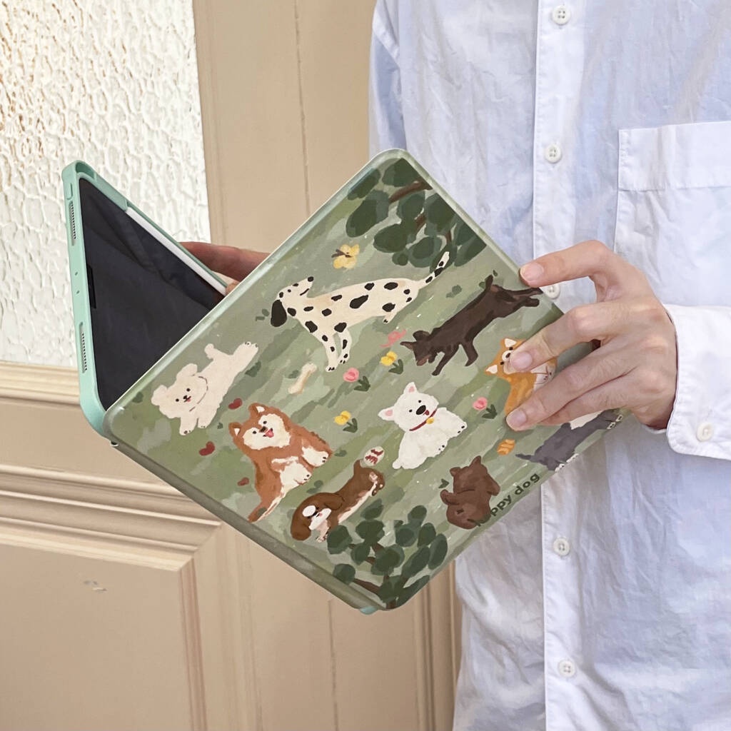 Ốp lưng Acrylic cứng họa tiết Happy Dog Tương thích với Mini6 Mini7 IPad 5 6 7 8 9 10th 11th A16 Air 11 13 Air4 Air5 Pro 10.5 IPad10.2 "Pro11 Pro122.9 2018 Khe cắm bút chì Leahter