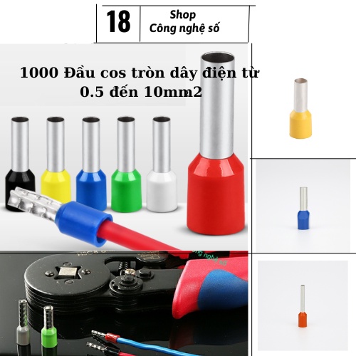 1000 Đầu cos pin rỗng VE dùng cho dây điện từ 0.5mm2 - 16mm2 | Shopee ...