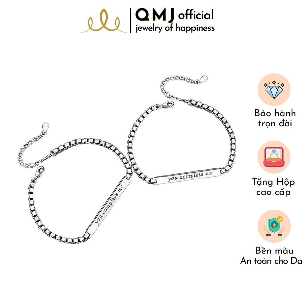 Lắc tay cặp đôi bạc nam nữ bạc 925 vòng khắc tên lazer, đủ size theo yêu cầu QMJ You Complete Me - Q586