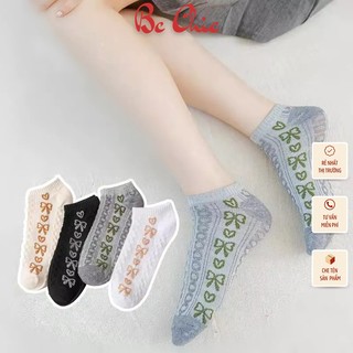 TẤT NỮ, TẤT CỔ NGẮN HÌNH NƠ KẾT HỢP HÌNH TRÁI TIM KUTE T779 BC_CHIC LINGERIE