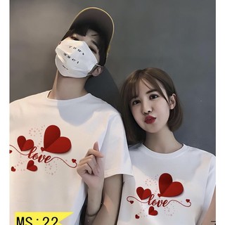 Áo cặp nam nữ, đồ đôi in hình dễ thương không bong tróc đi chơi-PINK