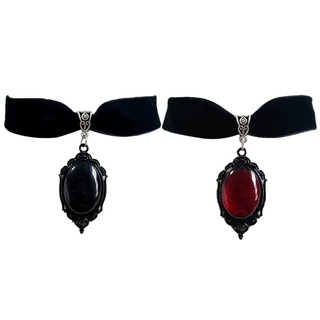 Marset Gothic Đỏ Đen Pha Lê Mặt Dây Chuyền Vòng Cổ Punk Nhung Dây Chuyền Cho Bé Gái Thay Thế Nữ Huyền Bí Ngọc