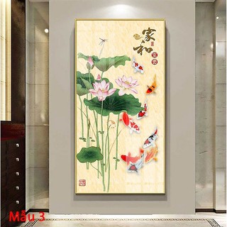 Tranh Treo Tường Dành Cho Người Tuổi Hợi - Cửu Ngư Quần Hội Laminate Tráng Gương