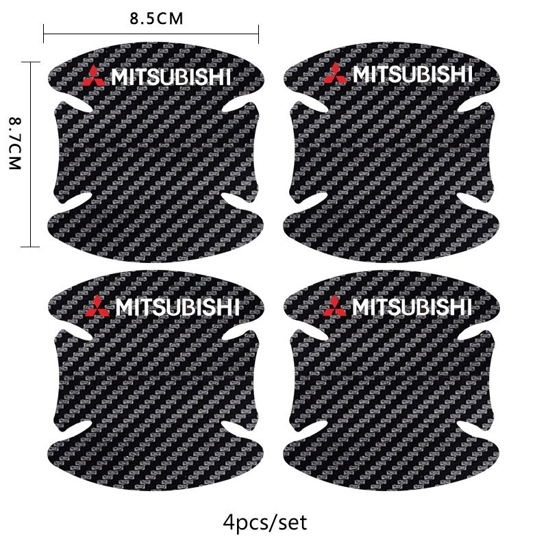 Bộ 4 / 8 Miếng Dán Tay Nắm Cửa Xe Hơi Bằng Sợi Carbon Cho Attrage Mirage G4 Triton Xpander Pajero Xpander Lancer ASX Storm Outlander