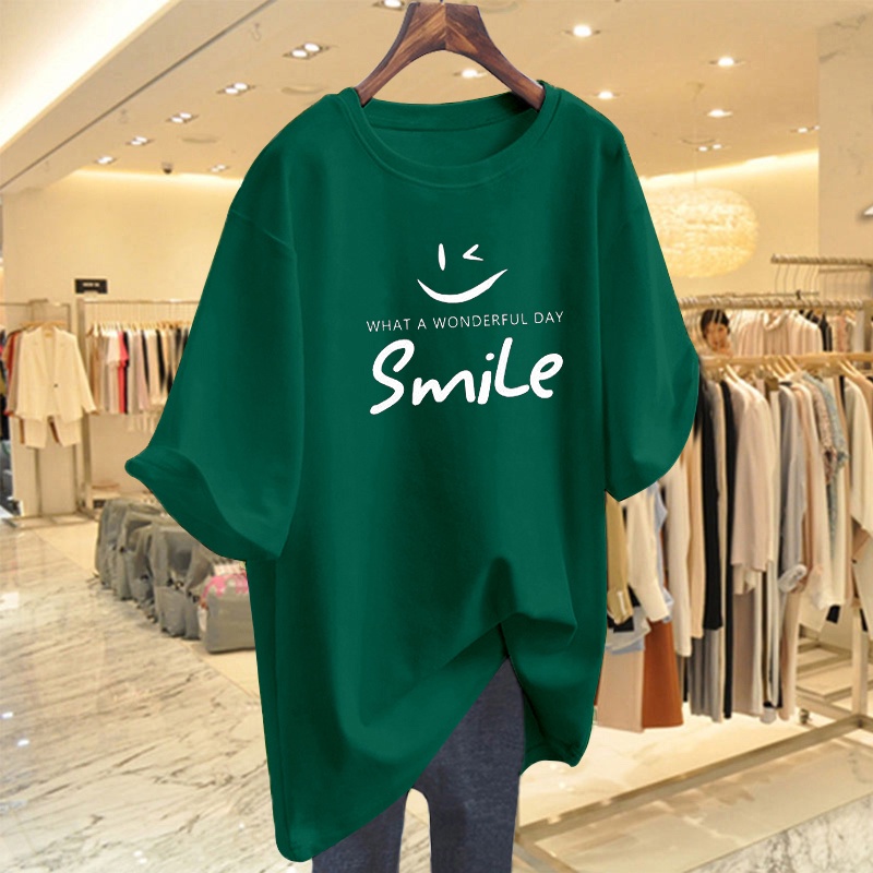 Áo Thun Tay Lỡ Nữ HappyFamily Họa Tiết Mặt Cười Smile What a wonderful day Chất Cotton 100 Cao Cấp
