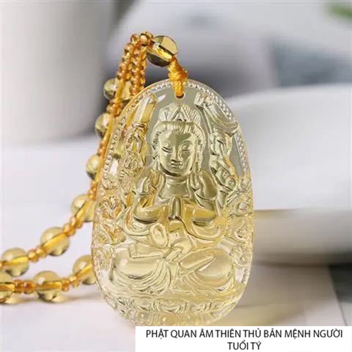 Mặt dây chuyền phật Quan Âm Thiên Thủ size nhỏ 3.7cm x 2.4cm - Bản mệnh người tuổi Tý-Tặng kèm theo dây