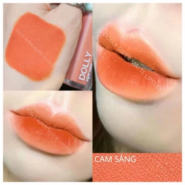 Son kem lì Dolly Super Matte <Màu Cam Sáng>, son kem lì, không chì, bền màu lâu trôi