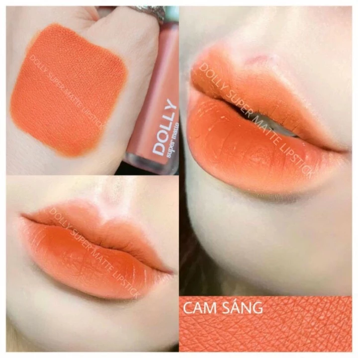 Son kem lì Dolly Super Matte <Màu Cam Sáng>, son kem lì, không chì, bền màu lâu trôi