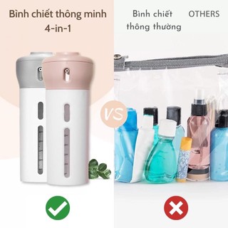 Bộ Chiết Mỹ Phẩm /  Bình Đựng Dầu Gội / Phụ Kiện Du Lịch / 4 Trong 1 Tiện Dụng Mang Theo Du Lịch (Kèm Tem Dán Tiếng Anh)