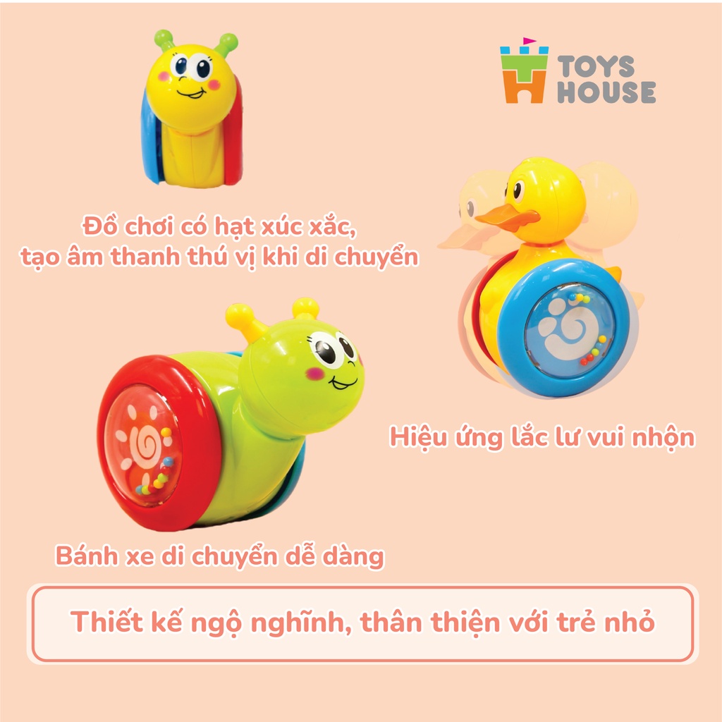 Ảnh Đồ chơi lật đật gật gù có bánh xe cho bé hình thú dễ thương Toyshouse 008-2 Tiêu chuẩn Châu Âu EN71 4