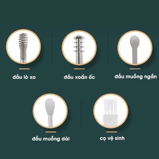 Bộ dụng cụ ngoáy tai 6 món kèm hộp nhỏ gọn tiện lợi,Bộ dụng cụ vệ sinh tai bằng thép an toàn { H }