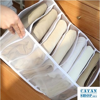 Túi Vải Lưới Đựng Quần Áo, Đồ Lót, Phụ Kiện Chia Ngăn Gấp Gọn 7 Ngăn/ 9 Ngăn GD613-KhayLuoi