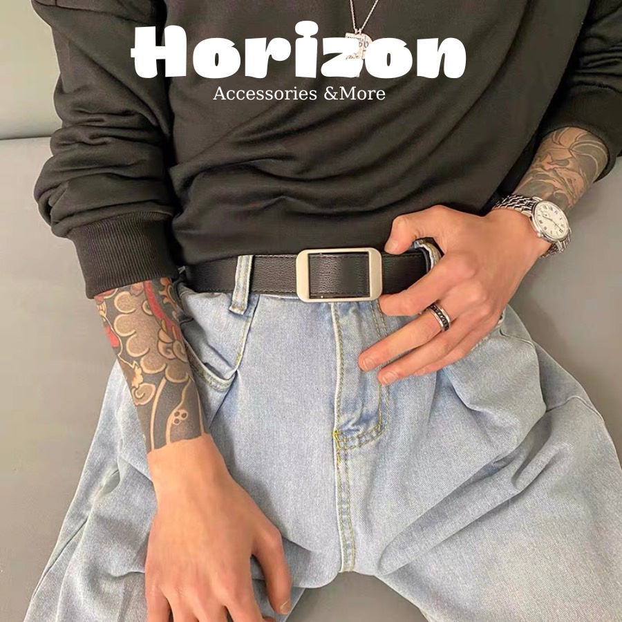 Thắt Lưng Nam Nữ Luồn Không Cần Bấm Lỗ Chữ Nhật, Dây Nịt Học Sinh Bản 2.8Cm  Horizon