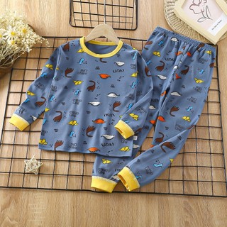 Bộ đồ ngủ dài tay Bộ đồ ngủ trẻ em 100% Cotton giữ ấm cho mùa xuân thu