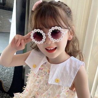Mới Trẻ Em Hoa Kính Mát Tròn Kính Mát Cô Gái Ngoài Trời Kính Chống Nắng Đi Biển Nắng Xu Hướng Thời Trang Phụ Kiện