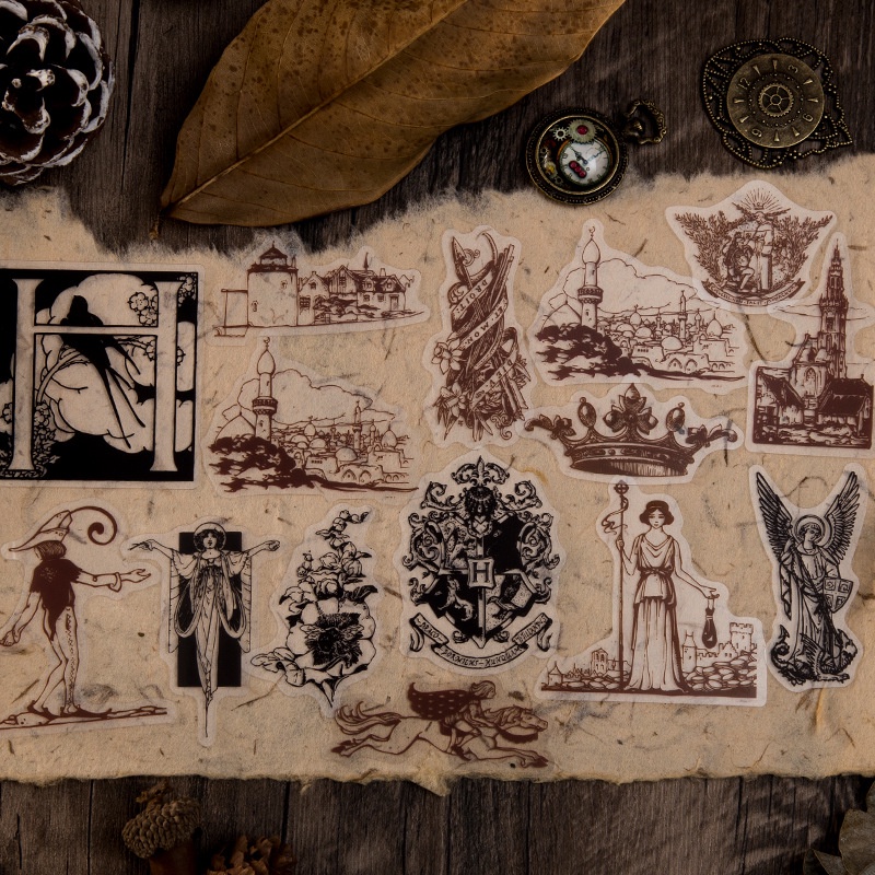 Sticker vintage retro set 30 nhãn dán độc đáo trang trí sổ tay DIY Crafts, Scrapbook, Journal, Diary, Planner HD176-K58.