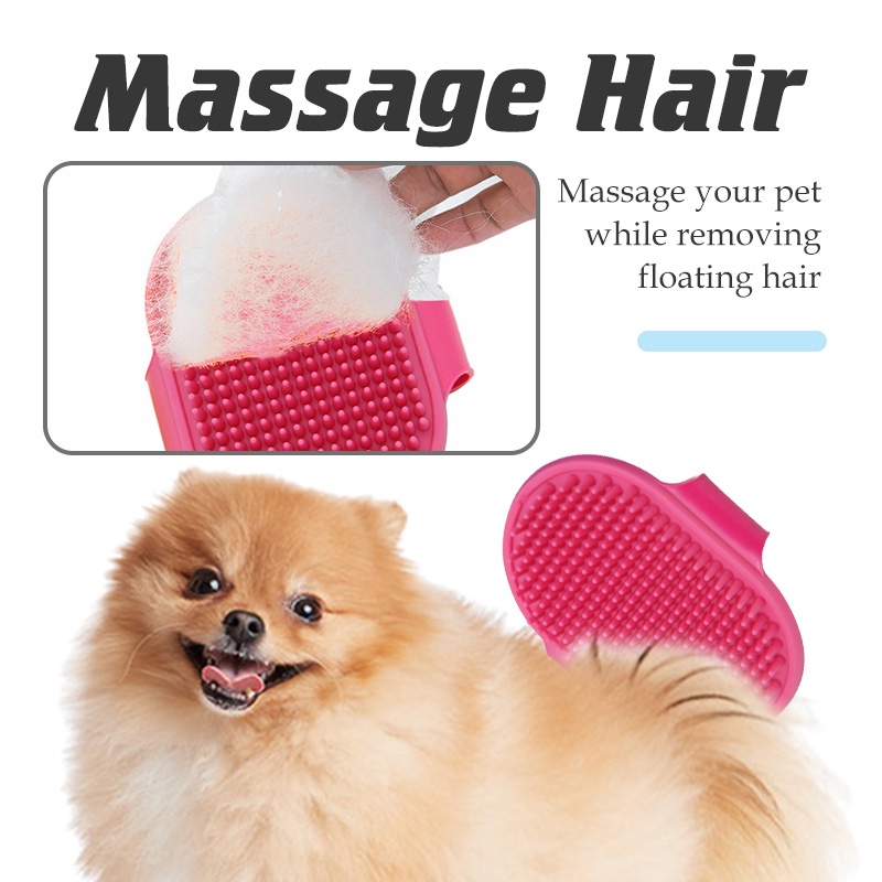HamshMoc Massage Nhẹ Nhàng Cho Thú Cưng Lược Cao Su Mềm Cho Chó Bàn Chải Chải Chải Lông Tay Cầm Vòng Có Thể Điều Chỉnh Cho Chó Dài Tóc Ngắn Chó Mèo