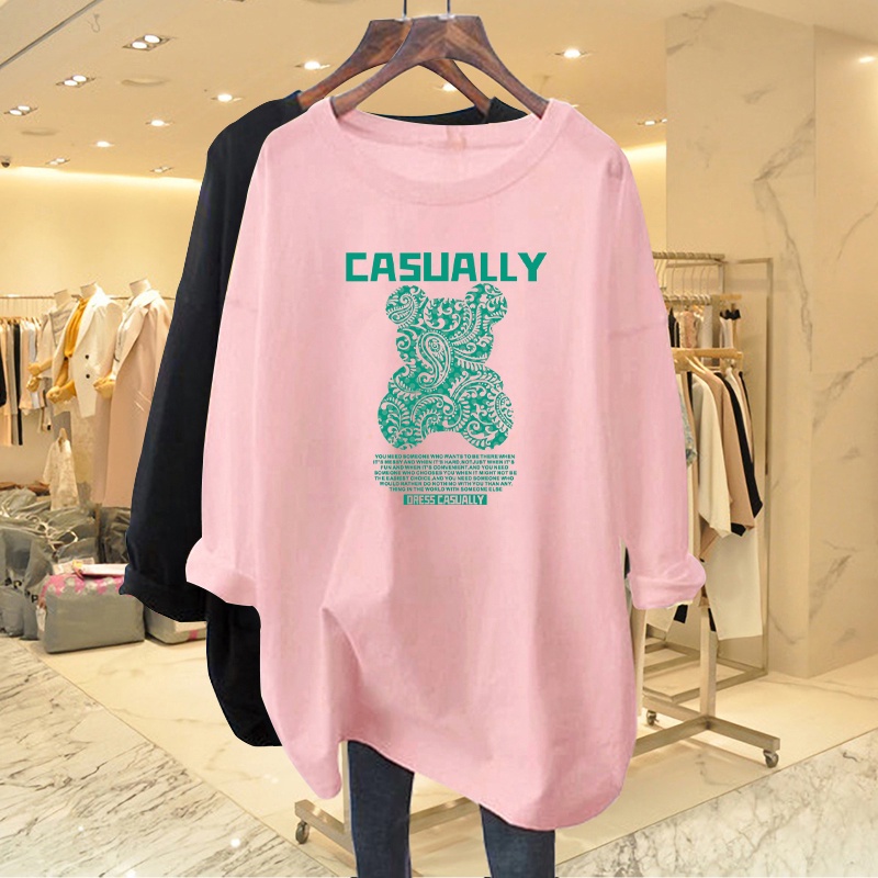 Áo Tay Dài Nữ HappyFamily Graphic Gấu Xinh Xắn Đáng Yêu CASUALLY Chất Cotton 100 Cao Cấp