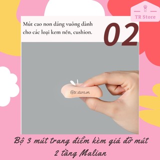 Bộ 3 mút trang điểm kèm giá đỡ mút 2 tầng hồng Malian