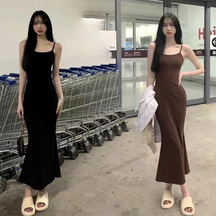 Đầm Body Nữ Dáng Dài Đuôi Cá Len Tăm, Váy ôm body sexy Hai Dây 3 Màu tôn dáng cực đỉnh( có bigsize) – 2