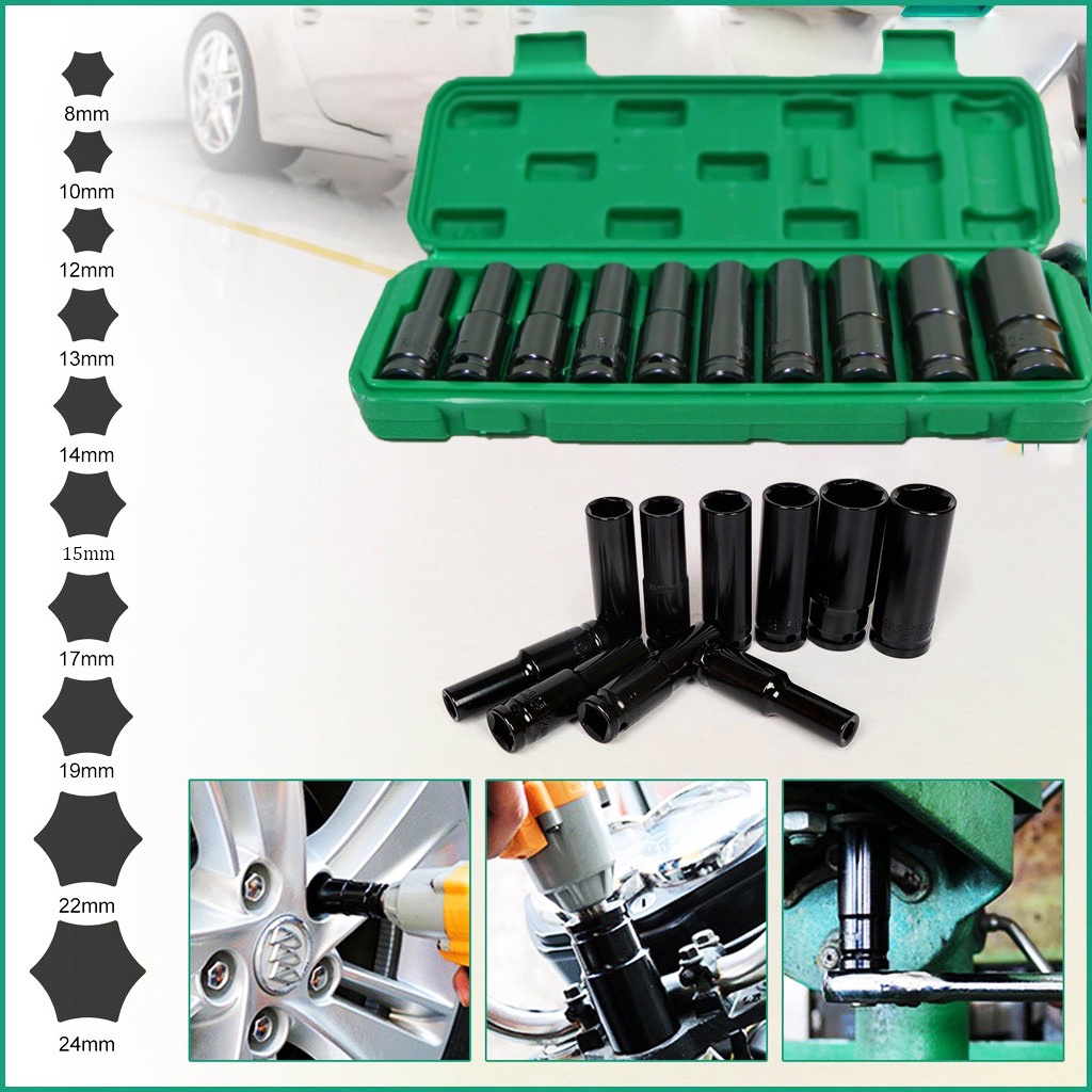 Bộ khẩu10 món 1/2 loại dài Cao Cấp dùng cho máy siết bulong