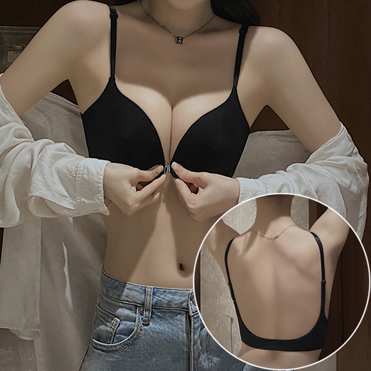 Áo Lót Nâng Ngực Không Gọng 3 / 4 Cup 32-38AB Cài Khóa Trước Không Đường May Quyến Rũ Cho Nữ