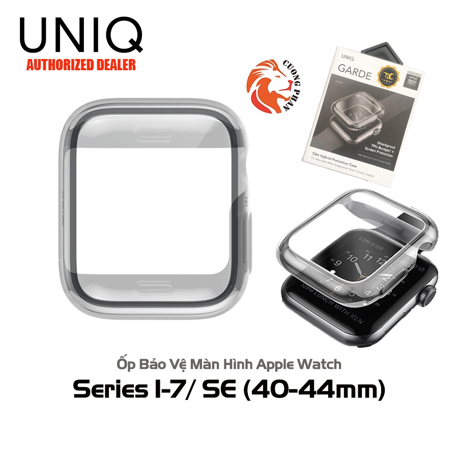 Ốp Apple Watch UNIQ Garde Hybrid Bảo Vệ Màn Hình Apple Watch Series 1,2,3,4,5,6,7/ SE (40mm và 44mm) Màu Xám Khói