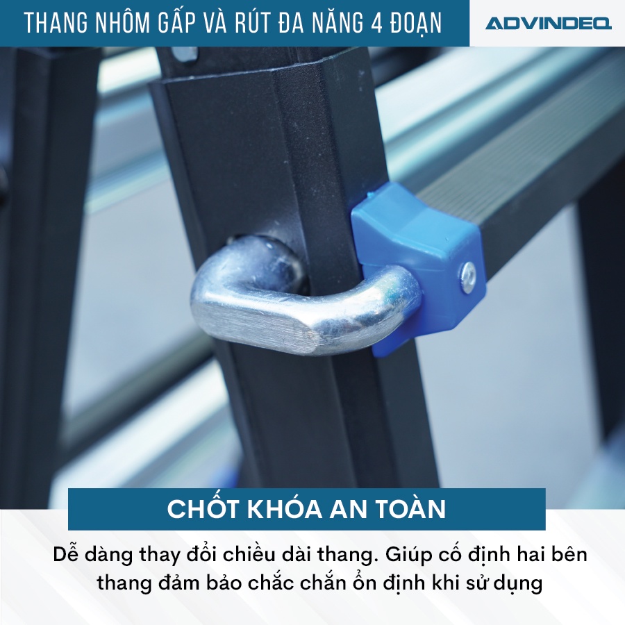 Thang Nhôm Gấp Và Rút Đa Năng 4 Đoạn 5,5m ADVINDEQ AML45, linh hoạt 5 tư thế, khóa sập tự động an toàn, tải trọng 150kg
