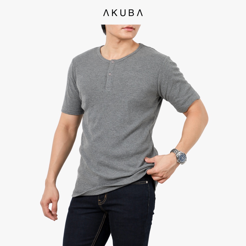Áo thun tay ngắn Akuba form regular chất mát mịn co giãn tốt 01J667