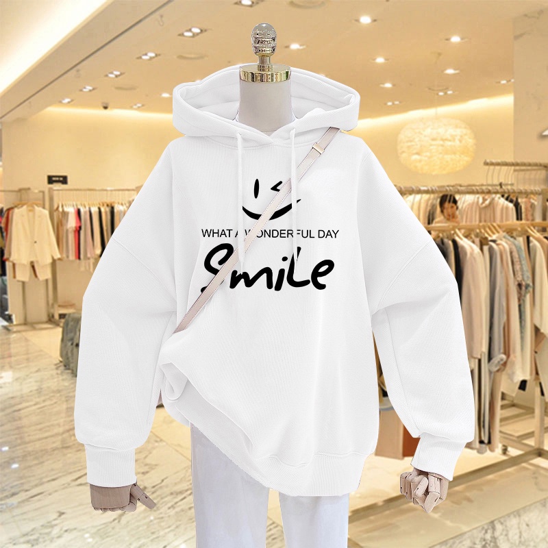 Mẫu Hoodie Nữ HappyFamily Màu Xanh Rêu Hot Trend Smile Chất Nỉ Da Cá 100 Cao Cấp