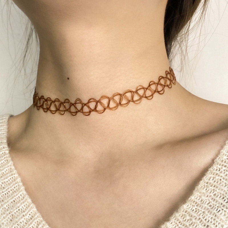 Dasbsug 12 Miếng Vintage Hippy Co Giãn Hình Xăm Vòng Cổ Choker Co Giãn Vòng Cổ