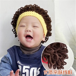 Mũ len trùm đầu gắn tóc giả xoăn dễ thương cho bé Hamin