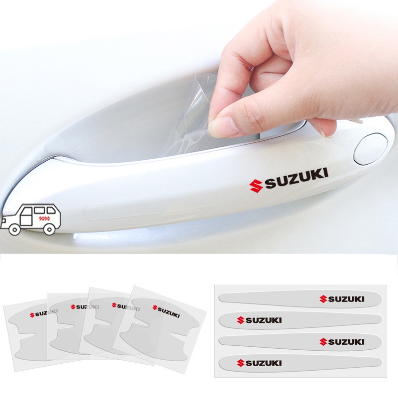 Bộ 8 Miếng Dán TPU Trong Suốt Chống Trầy Cho Tay Nắm Cửa Xe Hơi Suzuki Swift XL7 vitara Jimny SX4 S-Cross Presso Ciaz ERTIGA Celerio