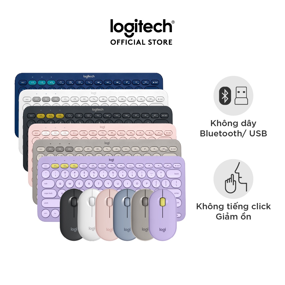 Combo Chuột phím Bluetooth Logitech K380 & M350 – yên tĩnh, kết nối đa thiết bị