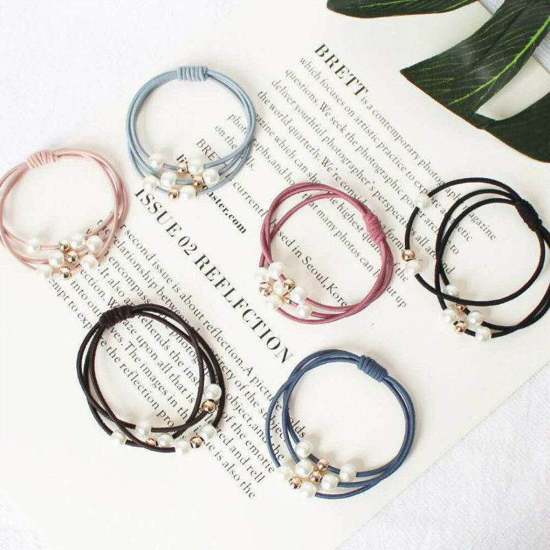 Dây buộc tóc ngọc trai Hàn Quốc Dây buộc tóc ba trong một đàn hồi cao Dây buộc tóc đơn giản