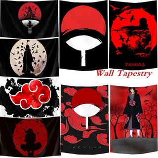 Tấm Thảm Nền Với Hoạt Hình Gia Đình Sasuke Itachi Logo Naruto Anime Polyester Tấm Thảm Phòng Ngủ Ký Túc Xá Treo Tường Tấm Thảm