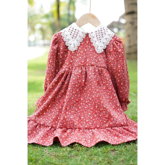 Váy Thu Đông Bé Gái Hoa Nhung 3 Màu Dáng Dài Tiểu Thư Size 11-21kg Tiệm Nhà Bơ
