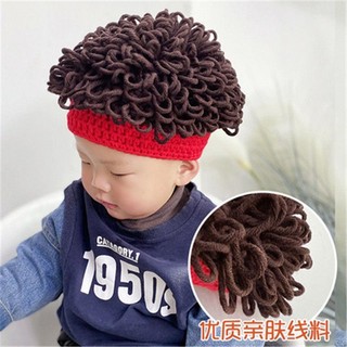 Mũ len trùm đầu gắn tóc giả xoăn dễ thương cho bé Hamin