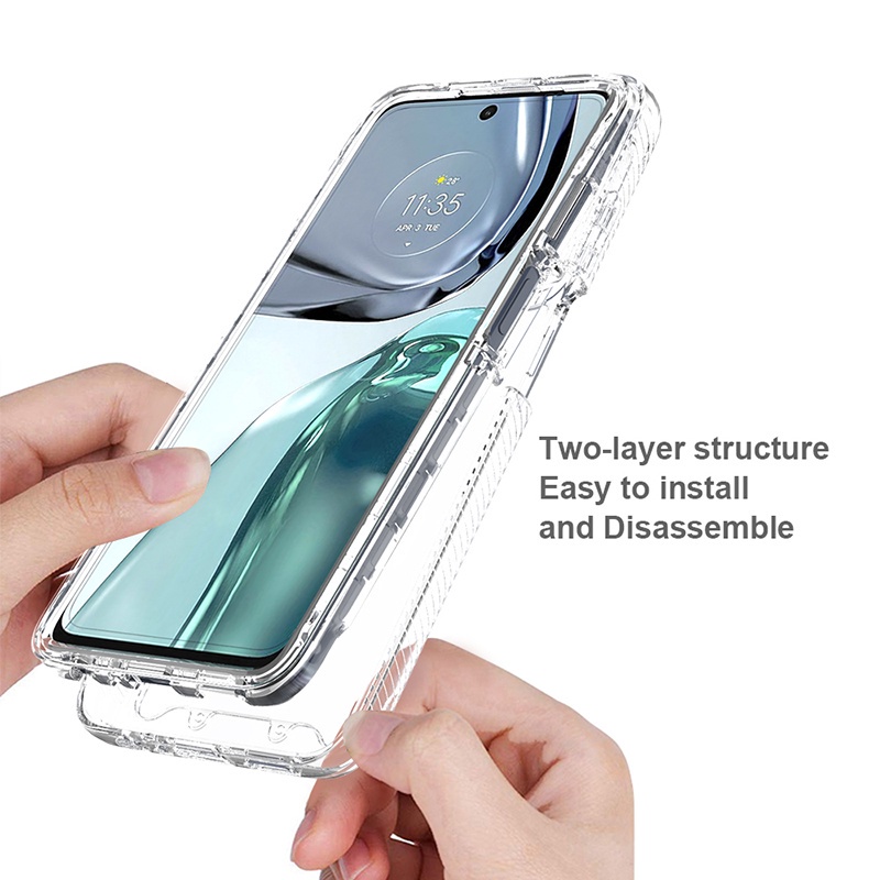 Dành Cho Motorola Moto G62 G82 G52 G42 G32 G22 G51 G60 G30 G20 G10 5G Hai Lớp Lai Chống Trầy Xước Màu Chống Sốc Toàn Thân Vỏ Trong Suốt