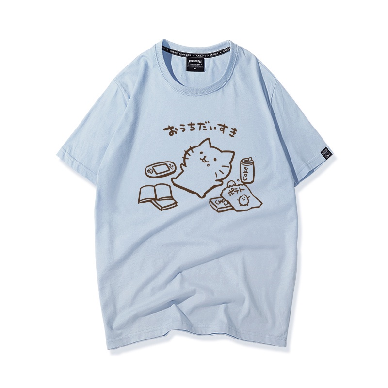 Áo Thun Nữ Tay Lỡ HappyFamily In Hình Chú Mèo Đáng Yêu Ngộ Nghĩnh Cotton 100 Cao Cấp