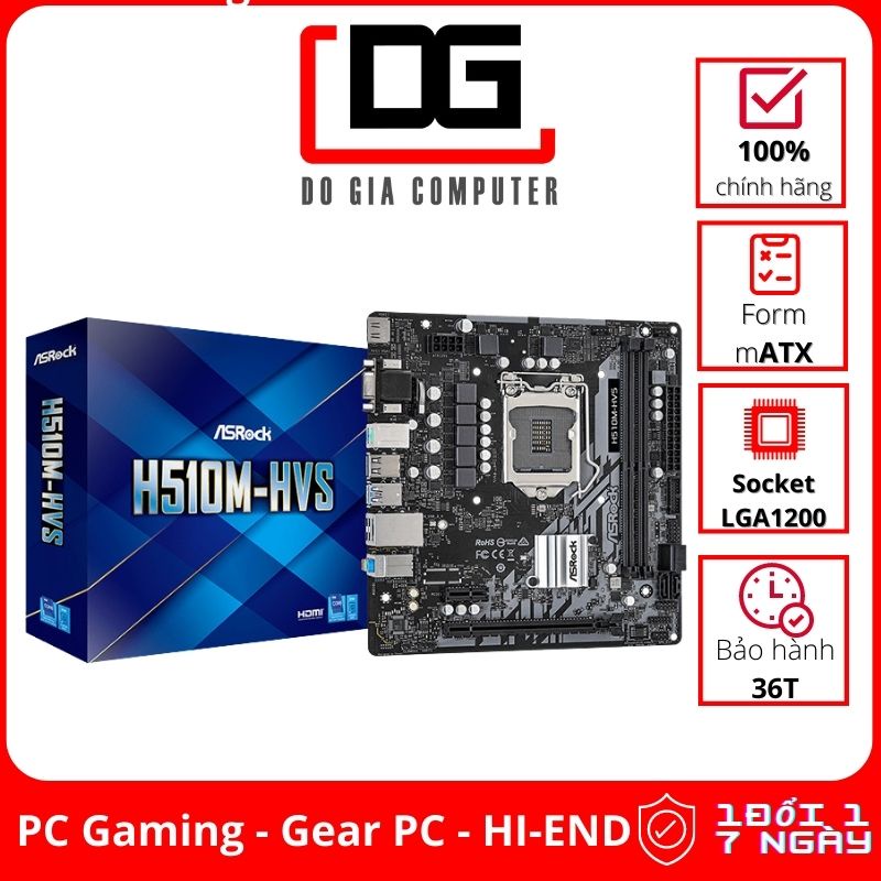Bo mạch chủ ASROCK H510M-HVS/R2.0 (Intel H510, Socket 1200, m-ATX, 2 ...