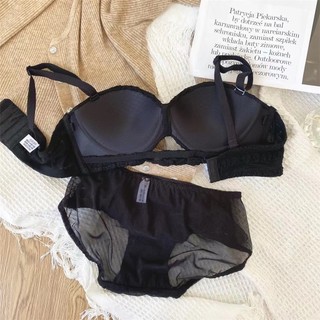1 set strapless women bra backless non-slip wedding dress sexy invisible girl lingerie wireless push up female bralette underwear set