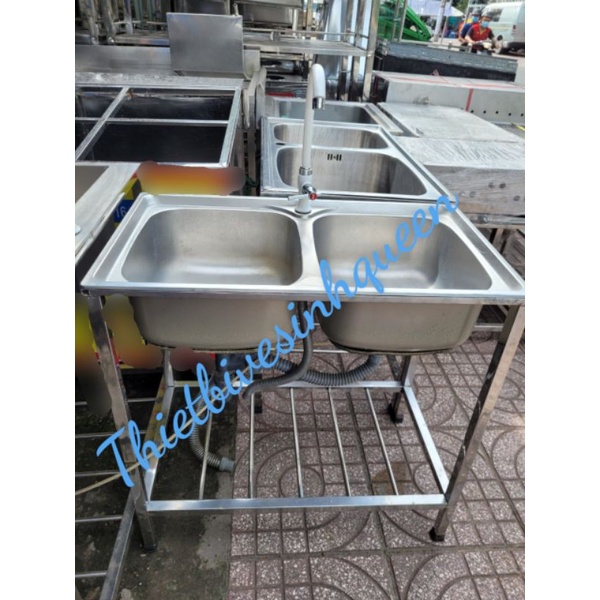 Chậu rửa chén inox 304 kích thước 78x43cm, 75x45cm, Chân inox 304. TẶNG ...