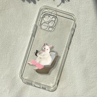 Ốp iphone - Ốp lưng iphone trong suốt cạnh vuông bảo vệ camera mèo hài hước dành cho ip 6 đến 16promax - u009