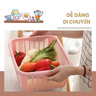 Rổ vuông có nắp đựng đồ nhựa Việt Nhật N199, Rổ đựng rau củ quả, bát đĩa kèm nắp đa năng tiện lợi { H }