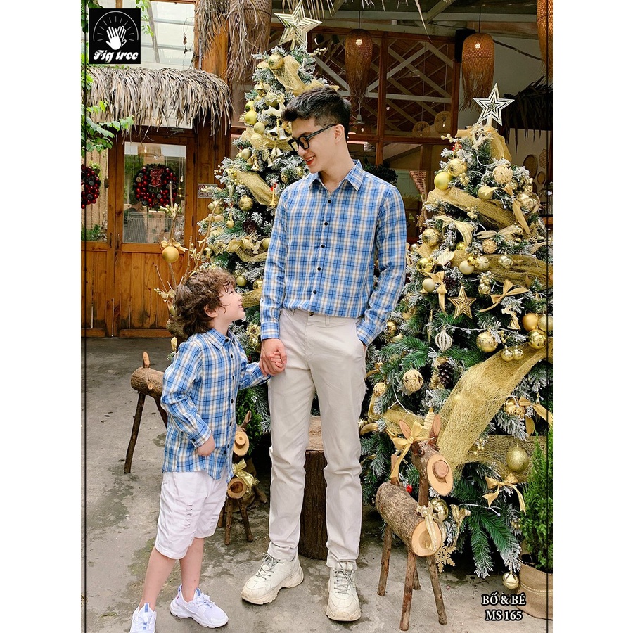 Đồng Phục Gia Đình Fig Tree Sọc Caro Xanh ( MS :165) Siêu Hót Kèm Hình Cận Cảnh
