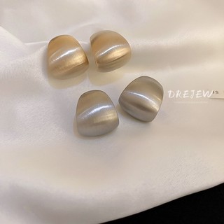 DREJEW Bông tai cong Nhật Bản và Hàn Quốc đơn giản cao cấp khí chất bông tai kim loại đi lại Bông tai kim bạc 925 dành cho nữ không gây dị ứng