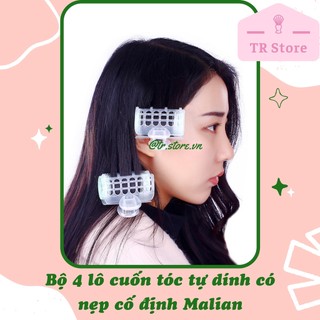 Bộ 4 lô cuốn tóc tự dính có nẹp cố định Malian xanh mint